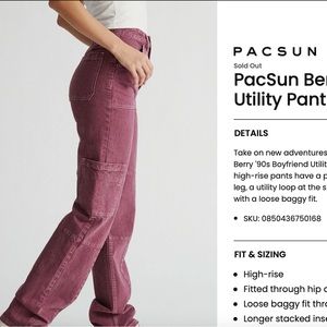PacSun Berry Boyfriend Utility Pants